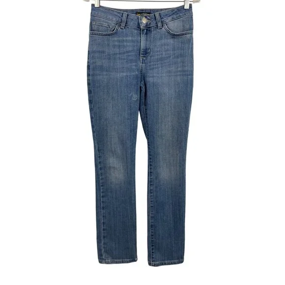 Lee Regular Fit Straight Leg Mid Rise Women's Size 6 Dark Blue Denim Jeans - Picture 1 of 9